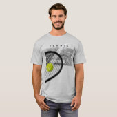 Tennis Tournament With Racket Hitting Ball In Moti T-shirt (Voorkant volledig)