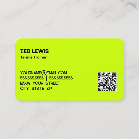 Tennis Trainer Custom QR Visitekaartje (Achterkant)