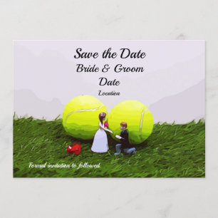 Tennis trouwkaart met bruid bruidegom kaart