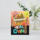 Tennis Turkey Thanksgiving grappige cartoon Feestdagenkaart (Staand voorkant)