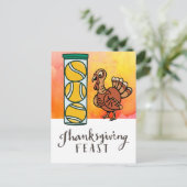 Tennis Turkey Thanksgiving grappige cartoon Feestdagenkaart (Staand voorkant)