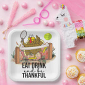 Tennis Turkey Thanksgiving grappige cartoon schatt Papieren Bordje (Feest)
