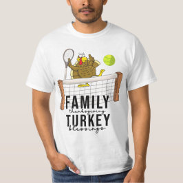 Tennis Turkey Thanksgiving grappige cartoon schatt T-shirt