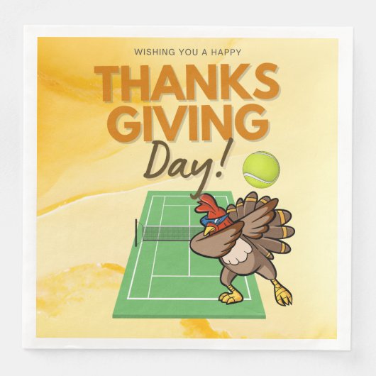 Tennis Turkey Thanksgiving grappige cartoon Servet (Voorkant)