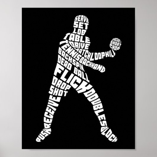Tennis Typografie Ping Pong Word Art Poster (Voorkant)