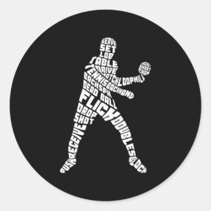 Tennis Typografie Ping Pong Word Art Ronde Sticker