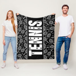 Tennis Typography Text Black & White Cool Gift Fleece Deken