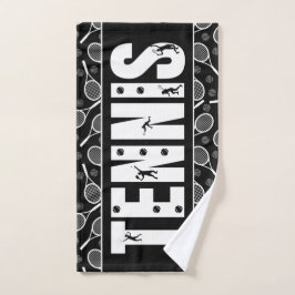 Tennis Typography Text Black & White Cool Gift Handdoek