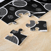 Tennis Typography Text Black & White Cool Gift Legpuzzel (Zijkant)