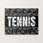 Tennis Typography Text Black & White Cool Gift Legpuzzel (Horizontaal)
