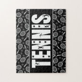 Tennis Typography Text Black & White Cool Gift Legpuzzel (Verticaal)