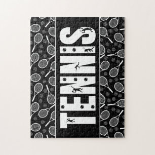 Tennis Typography Text Black & White Cool Gift Legpuzzel