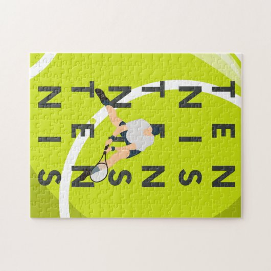 Tennis Typography Text & Player's Silhouette Kinde Legpuzzel (Horizontaal)
