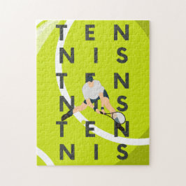 Tennis Typography Text & Player's Silhouette Kinde Legpuzzel