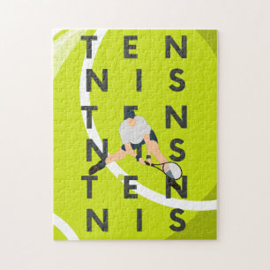Tennis Typography Text & Player's Silhouette Kinde Legpuzzel