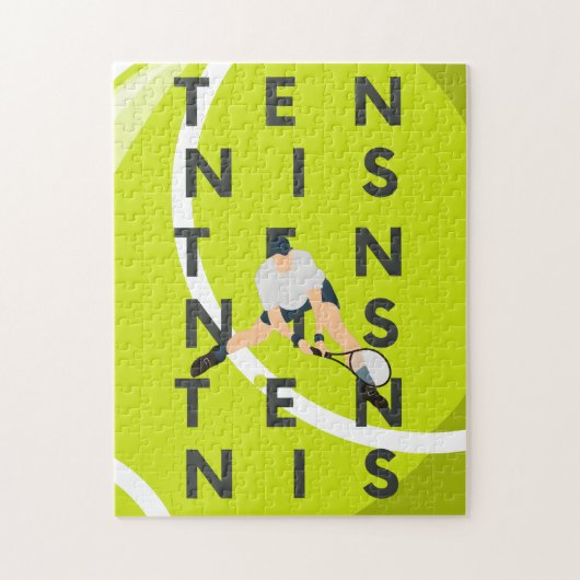 Tennis Typography Text & Player's Silhouette Kinde Legpuzzel (Verticaal)