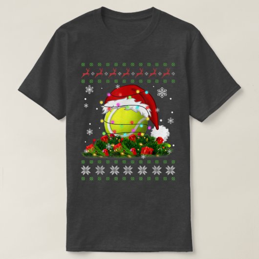 Tennis Ugly Sweater Kerstmis Pajama lights Sport T-shirt (Design voorkant)