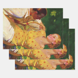 Tennis uit het verleden, Liefde en Romantiek Inpakpapier Vel