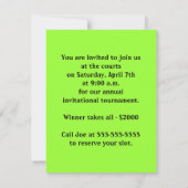 Tennis-uitnodigingen Kaart (Achterkant)