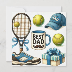 Tennis Vader Vaderdag met Racket en Bal Feestdagenkaart