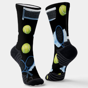 Tennis Vaderdag Blauwe Waterverf Patroon Sokken