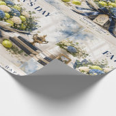 Tennis Vaderdag met racket en bloemen Cadeaupapier (Hoek)