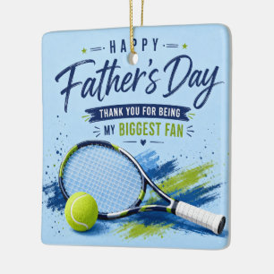 Tennis Vaderdag voor Papa Blauwe Waterverf Keramisch Ornament