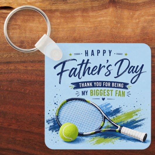 Tennis Vaderdag voor vader Racket en Bal Sleutelhanger (Voorkant)