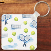 Tennis Vaderdag voor vader Racket en Bal Sleutelhanger (Achterkant)