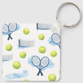 Tennis Vaderdag voor vader Racket en Bal Sleutelhanger (Achterkant)