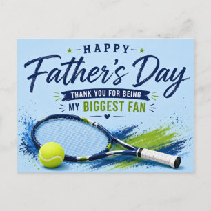 Tennis Vaderdagkaart voor Papa Blauwe Waterverf Briefkaart