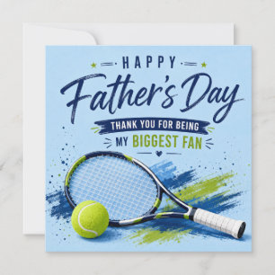 Tennis Vaderdagkaart voor Papa Blauwe Waterverf Feestdagenkaart