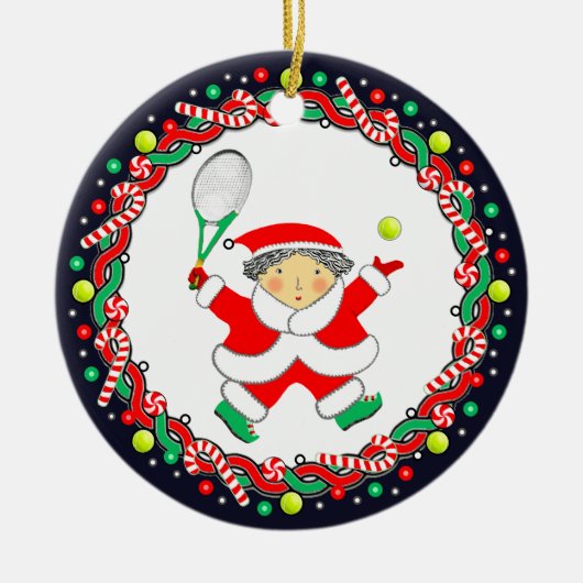 Tennis Vakantie Geschenk Keramische Versiering Keramisch Ornament (Voorkant)