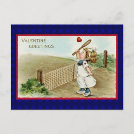 Tennis Valentijn met oude Tennis Outfit-kopie Briefkaart