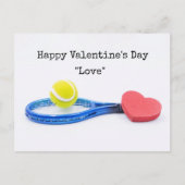 Tennis Valentijnsdag met bal racket en liefde Briefkaart (Voorkant)
