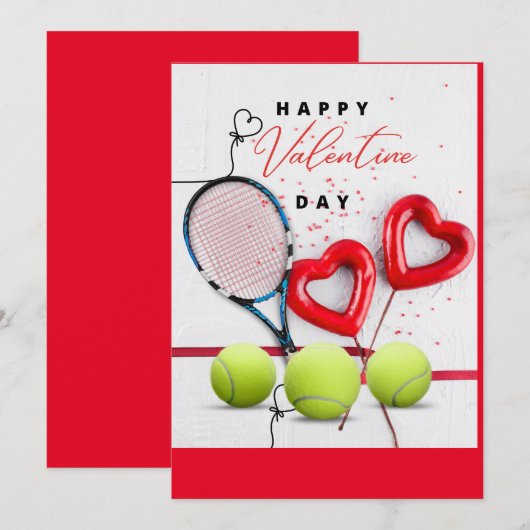Tennis Valentijnsdag met LIEFDE voor Speler Feestdagenkaart (Voorkant / Achterkant)