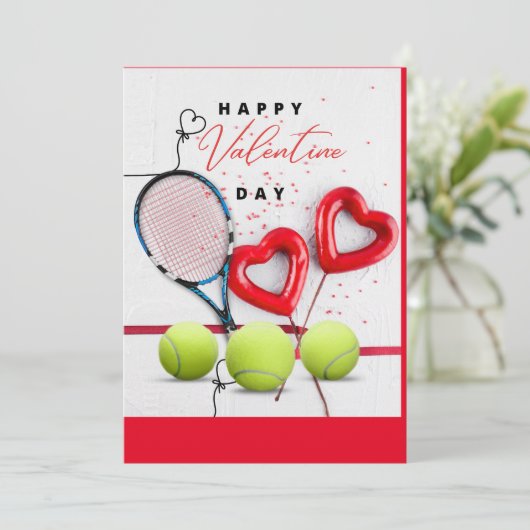 Tennis Valentijnsdag met LIEFDE voor Speler Feestdagenkaart (Staand voorkant)