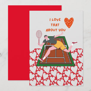 Tennis Valentijnsdag met LIEFDE voor Speler rood Feestdagenkaart