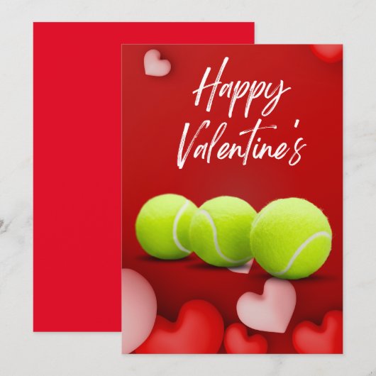 Tennis Valentijnsdag met LIEFDE voor Speler rood Feestdagenkaart (Voorkant / Achterkant)