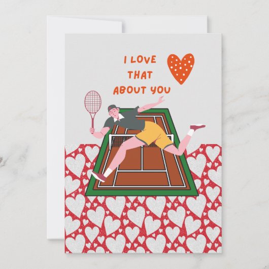 Tennis Valentijnsdag met LOVE voor speler rood Feestdagenkaart (Voorkant)
