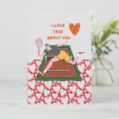 Tennis Valentijnsdag met LOVE voor speler rood Feestdagenkaart (Staand voorkant)