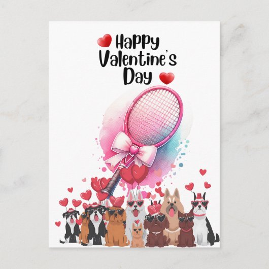 TENNIS-Valentijnsdag voor speler met liefde Briefkaart (Voorkant)