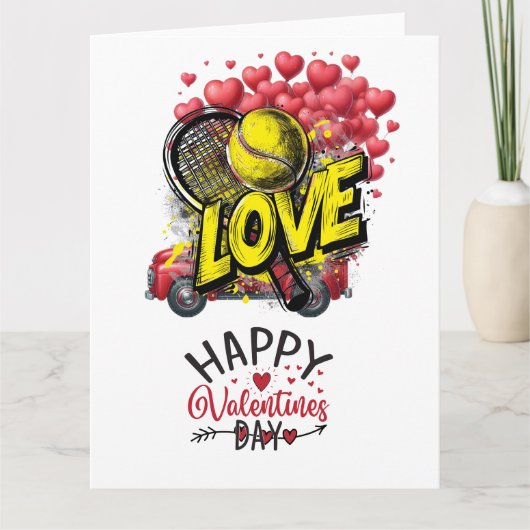 TENNIS Valentijnsdag voor speler met liefde Kaart (Voorkant)