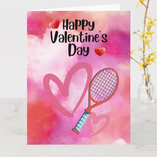 TENNIS-Valentijnsdag voor speler met liefde Kaart (Gele Bloem)