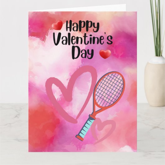 TENNIS-Valentijnsdag voor speler met liefde Kaart (Voorkant)