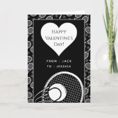 Tennis Valentijnsdag zwart-wit, speciaal gepersona Feestdagen Kaart (Voorkant)