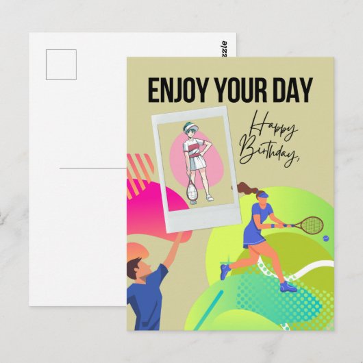 Tennis veel plezier vandaag gefeliciteerd   briefkaart (Voorkant / Achterkant)