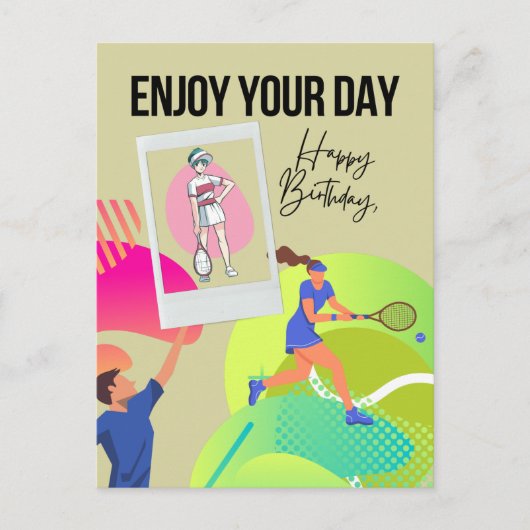 Tennis veel plezier vandaag gefeliciteerd   briefkaart (Voorkant)