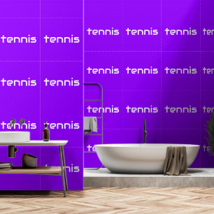 TENNIS Verfijnd Wit Slank Tekst Op Helder Paars Behang