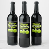 Tennis verjaardag met bal voor speler wijn etiket (Flessen)